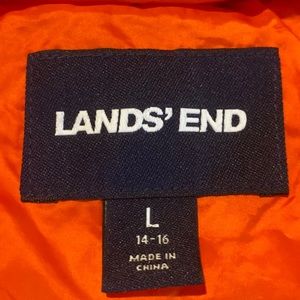 Land End light weight jacket, bright orange unisex color. In perfect condition.